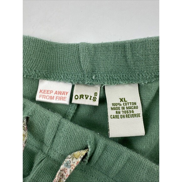 Orvis Cotton Pajama Set Green Ruffle Trim Long Sleeves Pants Stretch Womens XL - Picture 14 of 16